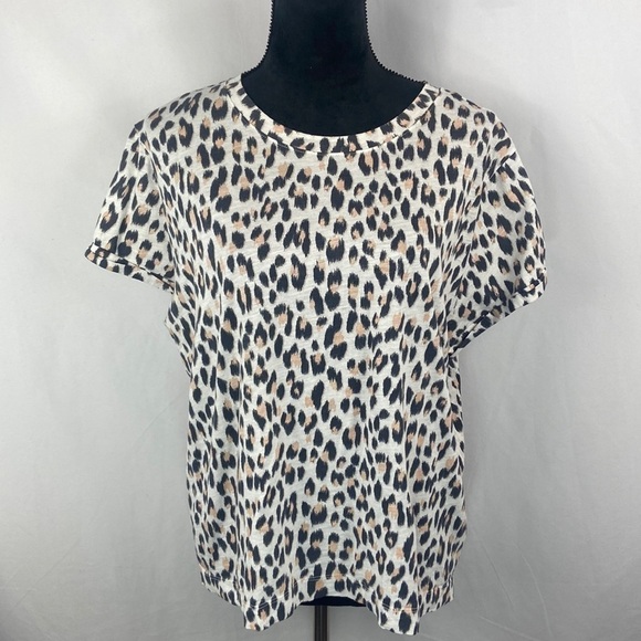 LOFT Tops - Loft Vintage Soft Leopard Print T-Shirt with Rolled Sleeves